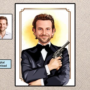 Cartoon Portrait From Photo, Social Media Profile Picture, Gun Design Avatar, Personalized Portrait From Photo,Digital Download