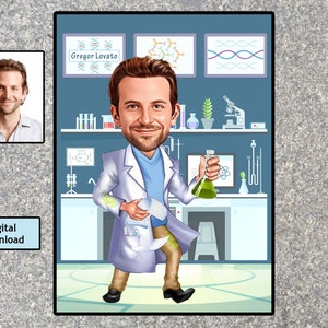 Medische laboratorium wetenschap cartoon, epidemioloog geschenk, laboratorium geschenk, medische mannelijke wetenschapper geschenk, laboratorium technicus geschenk, laboratorium geschenken