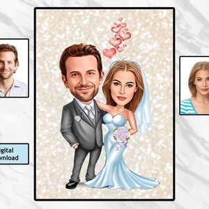 Wedding Caricature for Couple, Wedding Cartoon, Gift for Couple, Wedding Caricature from Photo, Wedding Cartoon Portrait, Wedding Portrait