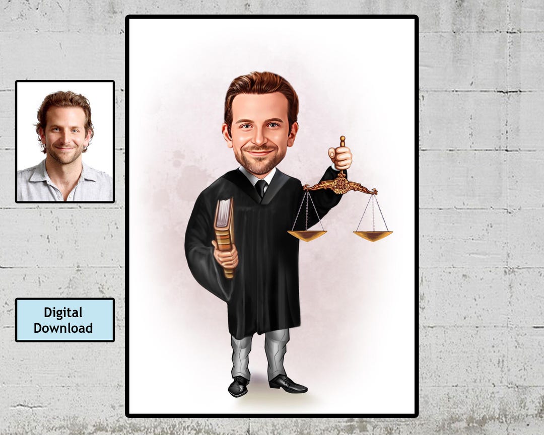 Personalized Judge Cartoon Portrait, Custom Law Gift (digital Download ...