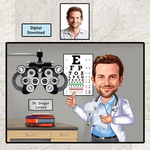 Custom Eye Doctor Portrait: Personalized Caricature Gift (Digital Download)