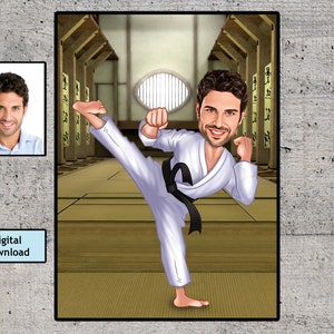 Personalized Karate Cartoon, Caricature Portrait,Custom Gift, Karate Portrait,Karate Gift, Martial Arts Gift, Kung Fu Gift, Digital Download