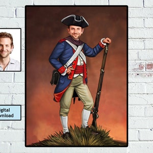 Uniforme personalizzata dell'esercito continentale della guerra d'indipendenza americana, regalo personalizzato della rivoluzione americana, download digitale