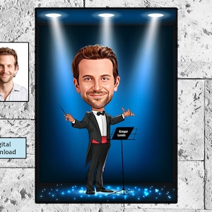 Regalo de dibujos animados del director musical / Mejor regalo para el maestro / Apreciación del maestro / Cartel del maestro / Regalo de agradecimiento para el maestro / Caricatura musical, Descarga digital
