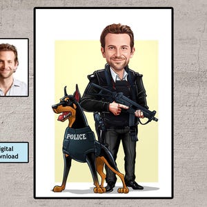Personalized Police Officer Cartoon Portrait, Custom Police Caricature Drawing from Photo, Funny Police Caricature, Gift for Police Cartoon