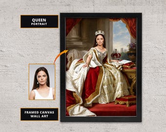 Portrait personnalisé de reine royale sur toile encadrée : Portrait historique de la Renaissance