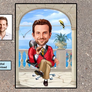 Boss Gift, Funny Business Man Boss Caricature, Gift For Boss, Personalized Best Friend Birthday Gift ideas, Boss Day Gift, Digital Download