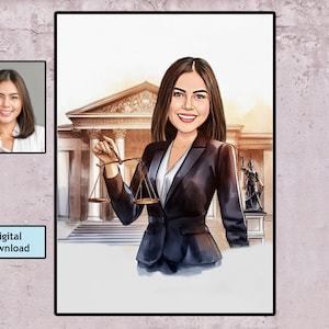 Gepersonaliseerde advocaat cartoon portret, advocaat portret, advocaat geschenk, advocaat cartoon, aangepaste cartoon, advocaat karikatuur, karikatuur van foto