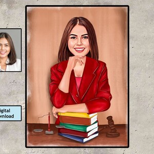 Personalized Lawyer Cartoon Portrait: Custom Caricature Gift (Digital Download)