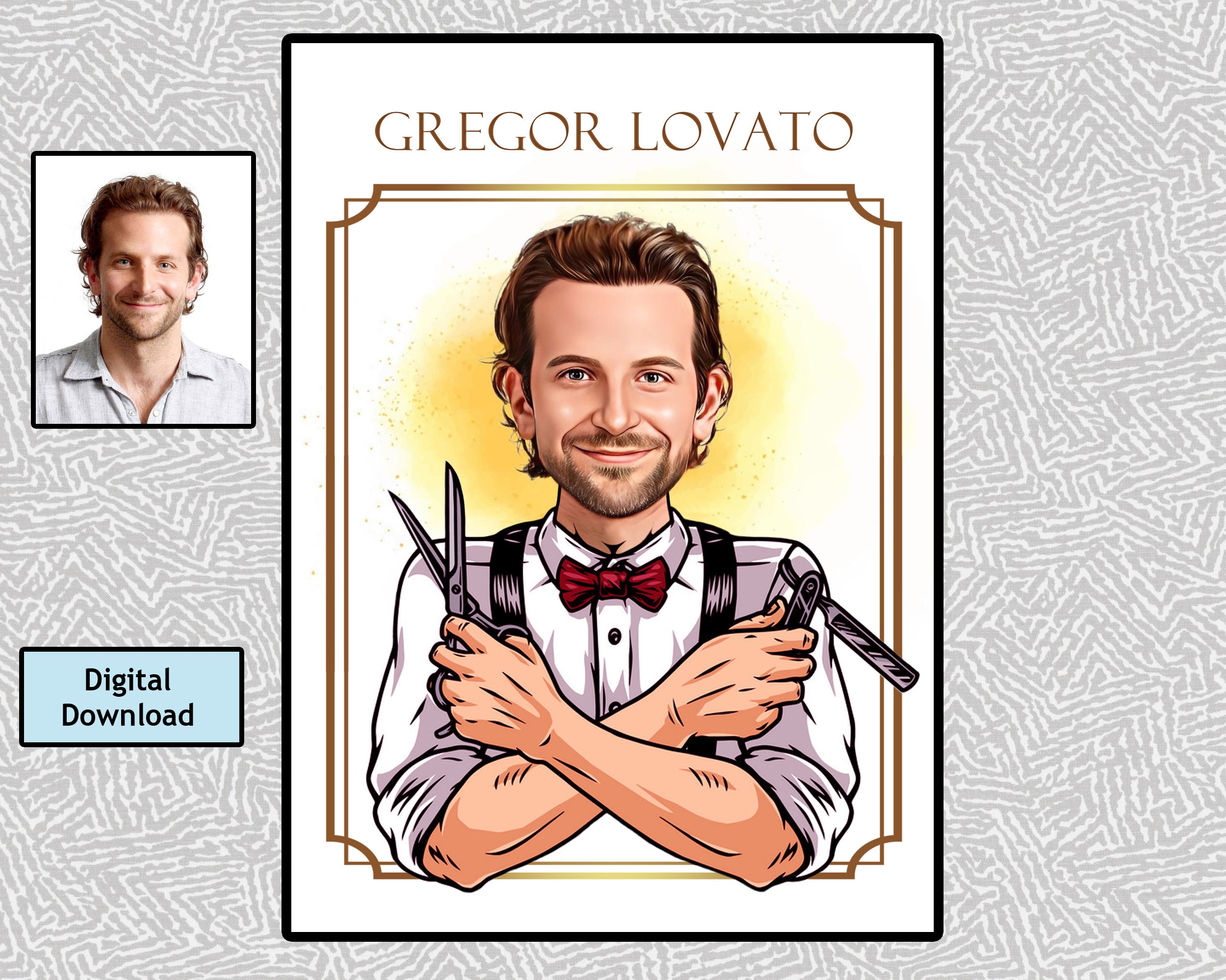 Personalized Barber Cartoon, Personalized Male Hairdresser, Barber Shop Gift, Professional Barber, Unique Hairdresser Gifts