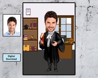 Retrato de abogado personalizado: Caricatura personalizada (Descarga digital)