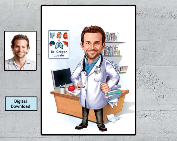Custom Internal Medicine Doctor Caricature Portrait (Digital Download)