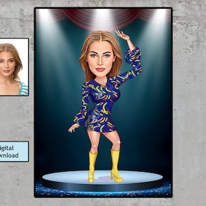 Custom Dancer Caricature Portrait: Funny Gift (Digital Download)