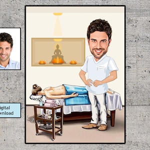 Massage Therapist Gift - Custom Caricature Portrait From Your Photo / masseur caricature gift, Personalized portrait, Birthday Gift