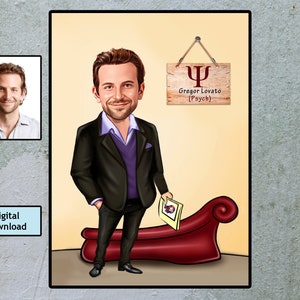 Regalo de psicólogo personalizado, retrato personalizado como personaje de dibujos animados, regalos de psicología, dibujos animados de psicólogo, regalo de trabajador social, regalo de psiquiatra