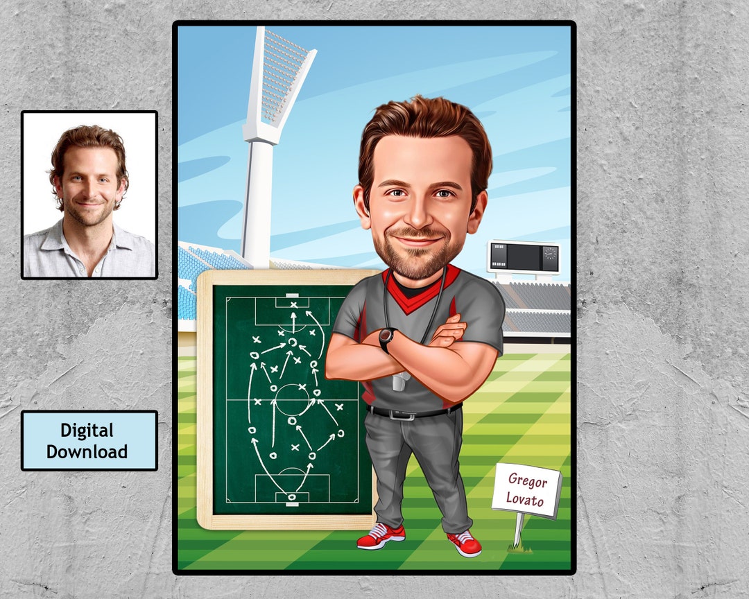 Custom Coach Cartoon Portrait: Unique Referee Gift (digital Download ...