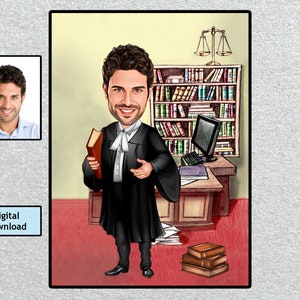 Custom Lawyer Portrait, Lawyer For Men, Law Student, Advocate, Lawyer Birthday Retirement Graduation Gift, Attorney Gift, Digital Download