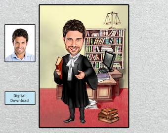 Retrato de abogado personalizado, regalo de graduación de abogado personalizado (descarga digital)