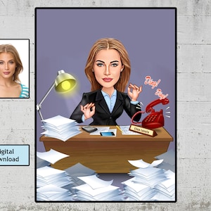 Custom Woman Coworker Cartoon Portrait, Coworker Caricature, Gift for Coworker, Coworker Cartoon, Coworker Gift, Caricature from Photo