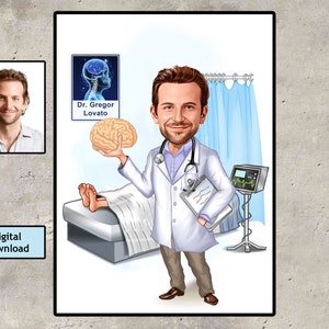 Benutzerdefinierte Neurochirurg-Karikatur, Gehirnchirurg-Cartoon, Neurologe-Abschluss, Neurologie-Arzt-Geschenk, Neurochirurg-Ruhestand