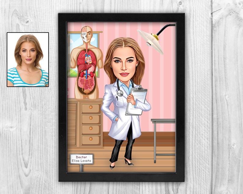 Personalized Female Doctor Caricature Female Doctor Custom - Etsy