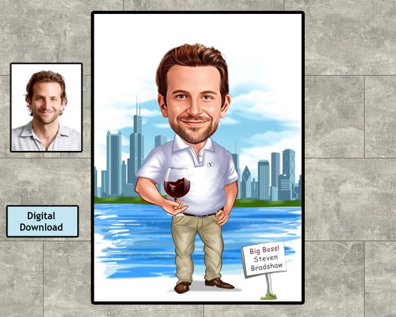 Funny Caricature For Man, Manager, Businessman Caricature, Big.