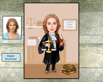 Custom Lawyer Caricature: Personalized Attorney Gift (Digital Download)