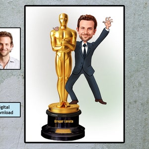 Gepersonaliseerde Cartoon Oscars Award, Aangepaste Award Oscar Karikatuur, Gepersonaliseerde Cinema Oscar Gift, Digitale Download