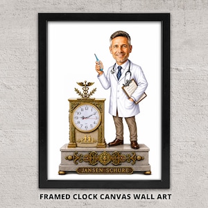 Retrato caricaturesco personalizado de un médico: Regalo para el médico de familia (Descarga digital)