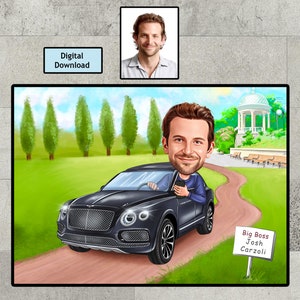 Funny Caricature for Man , Money, CEO Caricature, Big Boss Caricature, Personalized Gift, Businessman Caricature, Digital Download