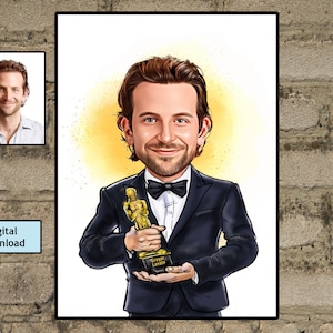Personalised Cartoon Oscars Award , Customized Award Oscar Caricature, Personalized gift with desired text, Digital Download