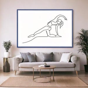 One Line Continuous Drawing - Yoga Pose Art Print - Minimalist Wall Decor - Digital Download - Line Art Illustration