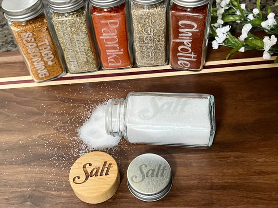 Custom Spice Jars Engraved Glass Jars Spice Organization Personalized Etch Seasoning Jars Set of 2 Set of 5 Wedding Gift Etsy