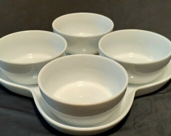 Home Porcelain 4 Bowls on Tray