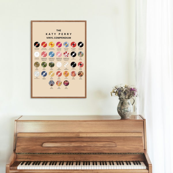 Poster in vinile Katy - Stampa artistica discografica disegnata a mano, Arte della parete di storia della musica DOWNLOAD DIGITALE