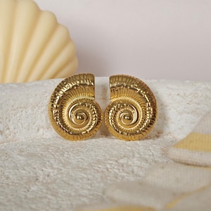 Gold-plated stainless steel shell earrings