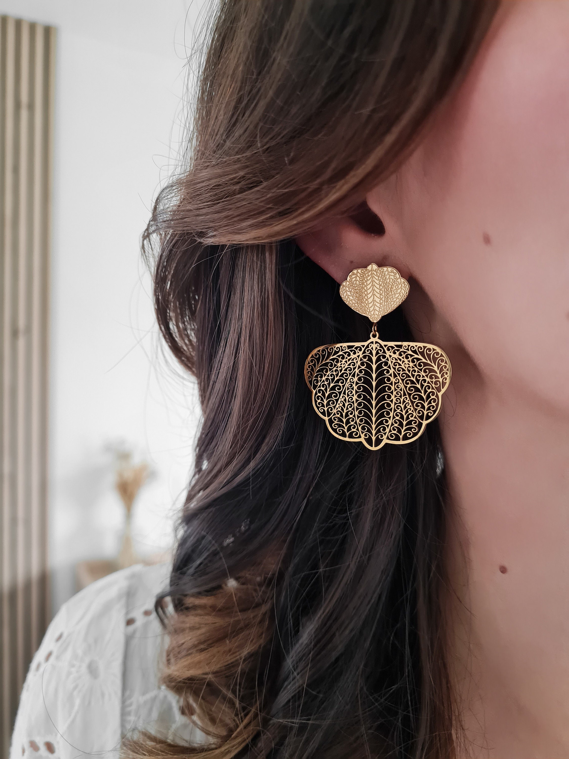 Gold Stainless Steel Butterfly Earrings - Elegant Fine Jewelry for Wedding, Women's Gift