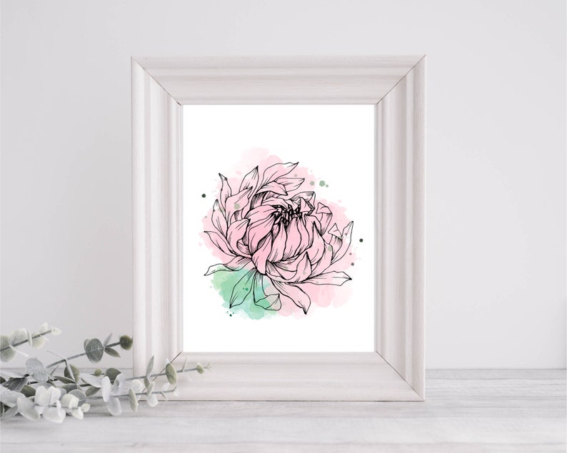 Watercolor Flower Print Wall Art Digital Etsy