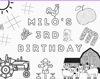 Farm Theme Custom Coloring Page/ Placemat