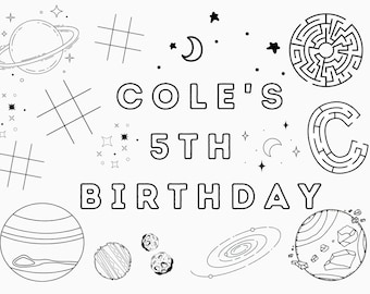Space Theme Custom Coloring Page/ Placemat