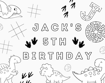 Dinosaur Theme Custom Coloring Page/ Placemat