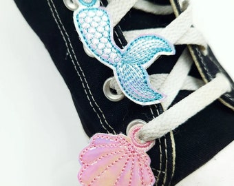 Mermaid shoe charms for decorating shoes and trainers| can also be used as a feltie | Digital Embroidery File | ITH | Instant download