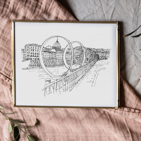 Les Anneaux de Buren Nantes Art Print Nantes Wall Art Nantes Wall Decor Pays de la Loire Wall Art France Travel Gift Loire Nantes Hand Drawn