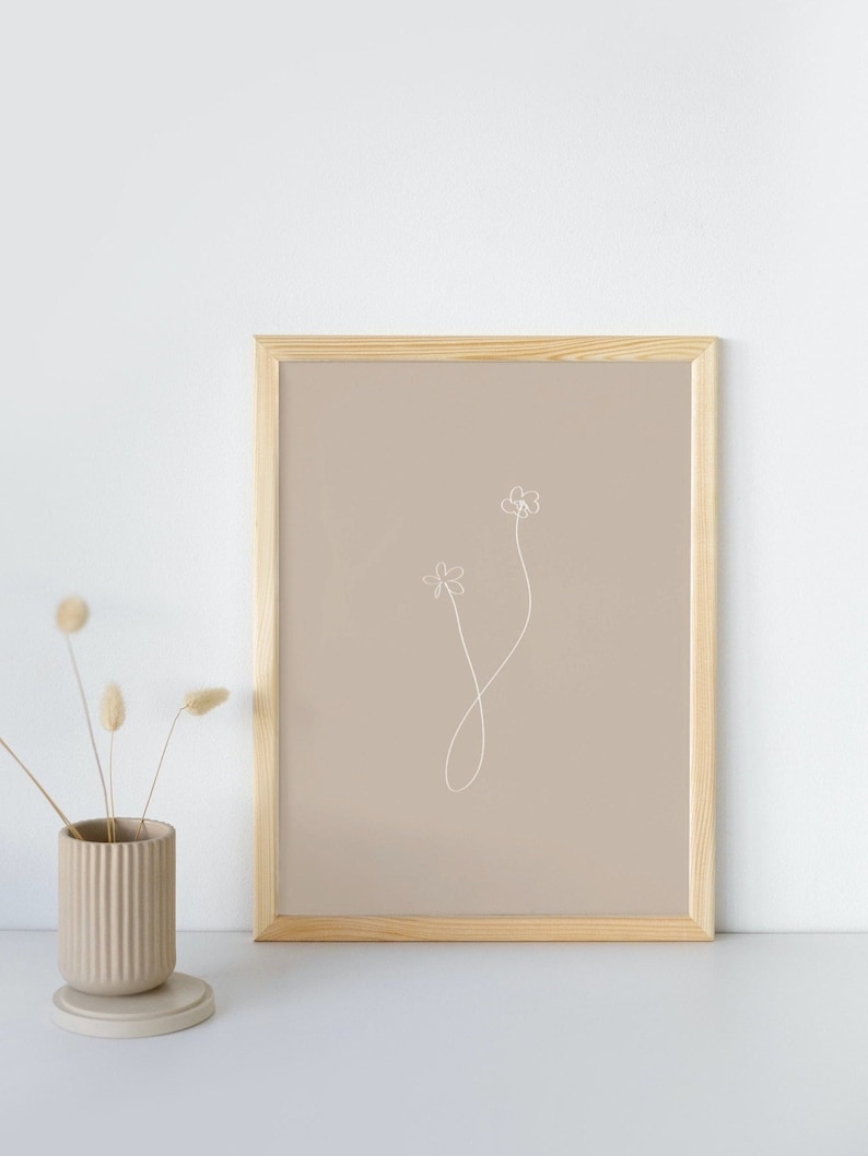 Line Art Printable One Line Drawing Instant Download Flower Etsy