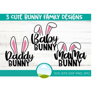 Easter Family Bunny Bundle Mama Daddy Baby Sister Brother Rabbit Boutique -SVG, DXF, EPS- Cut File/ Vector File/ Vector/Digital Download