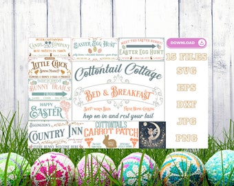 Farmhouse Easter Svg Bundle | Easter svg | Rustic Easter svg | Cottontail Farms svg | Happy Easter svg | Farmhouse Svg