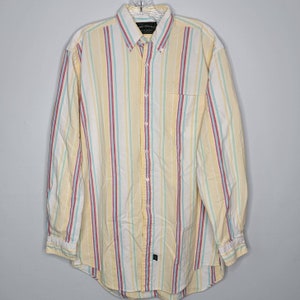 VTG 90s POLO COUNTRY Ralph Lauren Vertical Stripe Pastel Button Up Shirt Medium