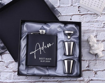 Personalized Best Man Hip Flask Gift Sets, Wedding Party Gift, Groomsman Proposal, Custom Groomsman Flask