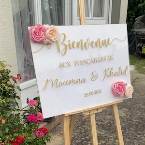 Benutzerdefinierte Willkommen Hochzeit Schild Aufkleber | Brautparty Schild | Hochzeit Eingangsschild | Hochzeit Signage Aufkleber | Hochzeitsdeko | Herr und Frau Zeichen