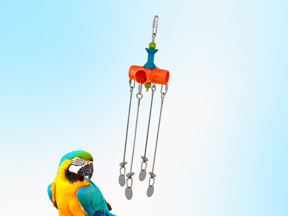 GANGLY JANGLY Extra large Stainless Steel Parrot Toy Holder Loaded With Toys Sustainable and Reusable Bird Toy Base Etsy